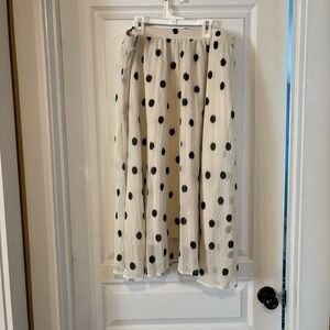 A New Day Cream and White Midi A-Line Skirt